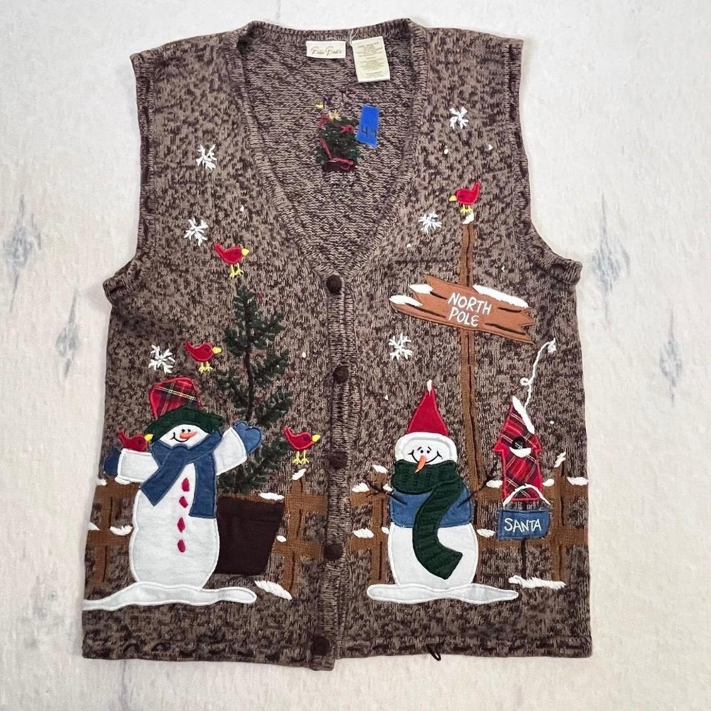 Bobbie‎ Brooks Women's Medium Ugly Christmas Sweater Vest Snowman Holiday